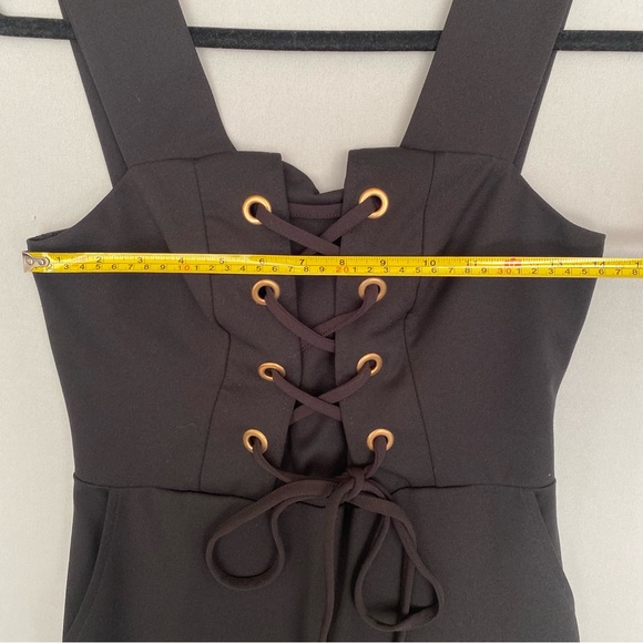 Venus Jumpsuit Women’s S Black Lace Up Corset Lace Wide Leg Sleeveless Cropped - Picture 10 of 15